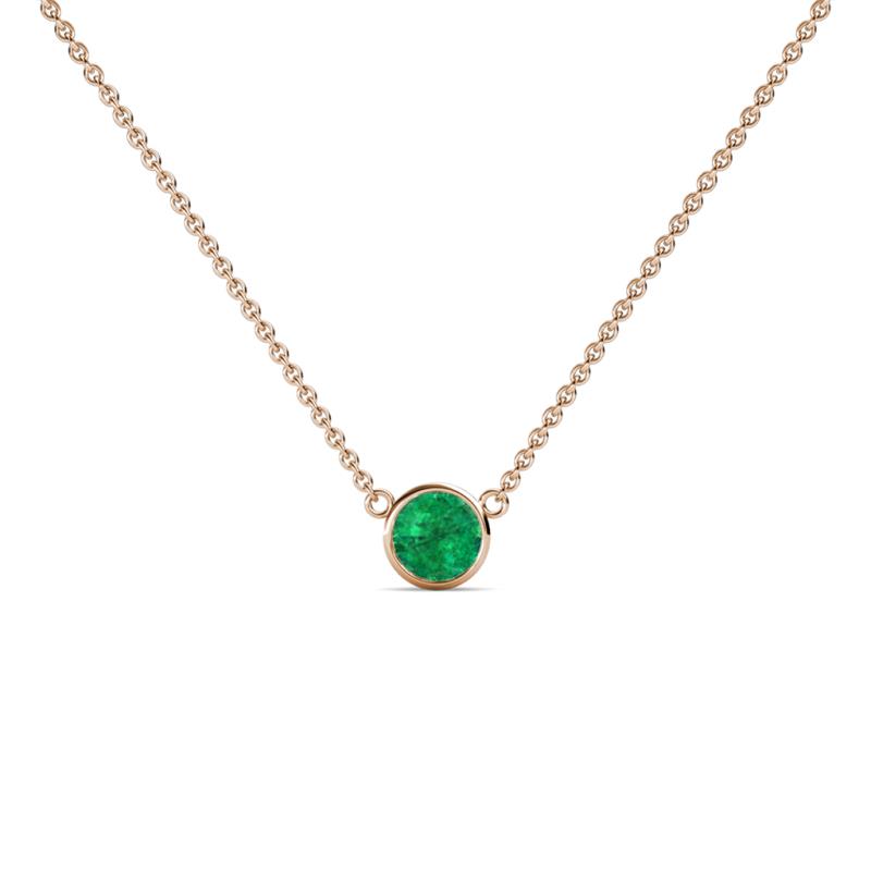 Merilyn 4.40 mm Round Emerald Bezel Set Solitaire Pendant 