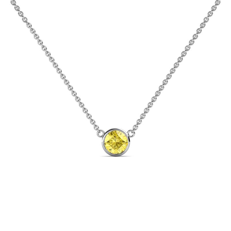 Merilyn 4.40 mm Round Yellow Sapphire Bezel Set Solitaire Pendant 
