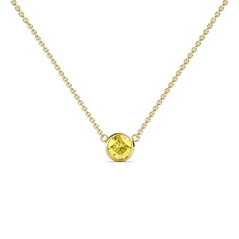 Merilyn 4.40 mm Round Yellow Sapphire Bezel Set Solitaire Pendant 