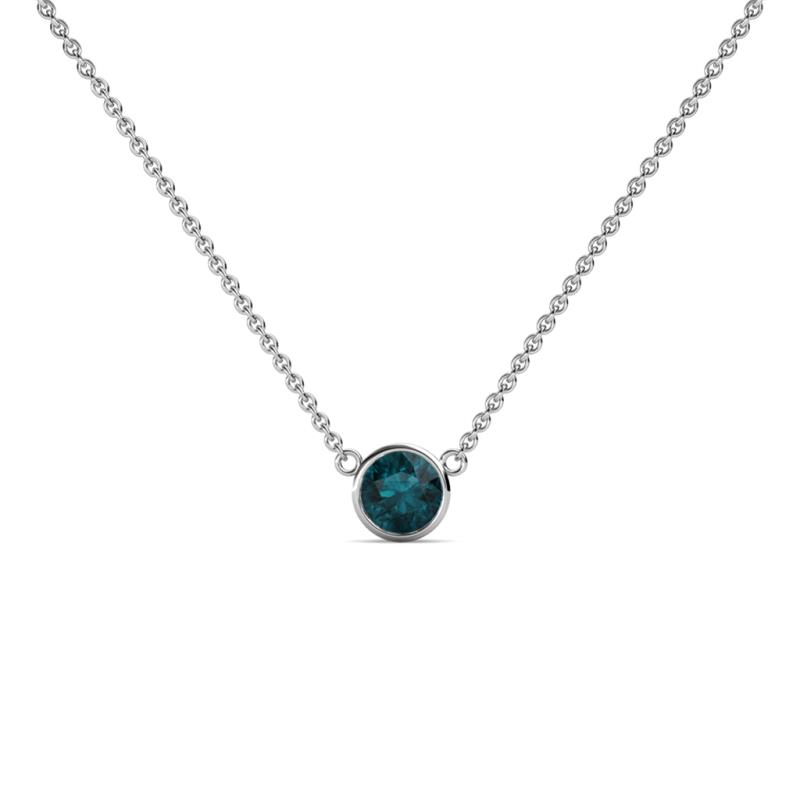 Merilyn 4.40 mm Round London Blue Topaz Bezel Set Solitaire Pendant 