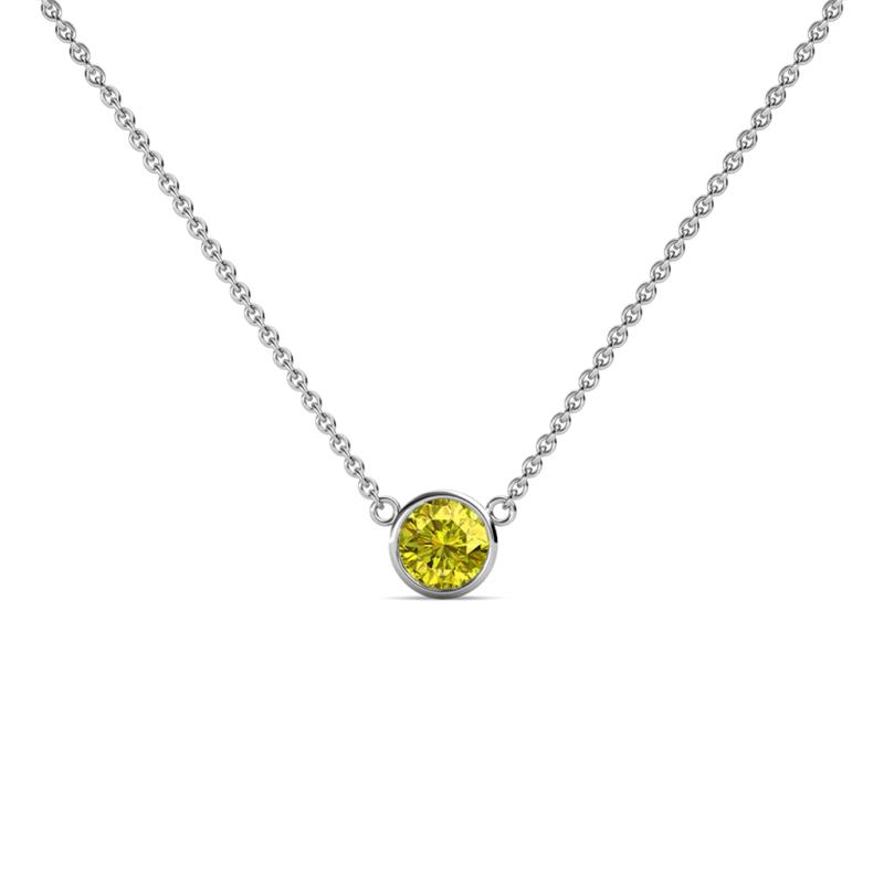 Merilyn 4.40 mm Round Yellow Diamond Bezel Set Solitaire Pendant 