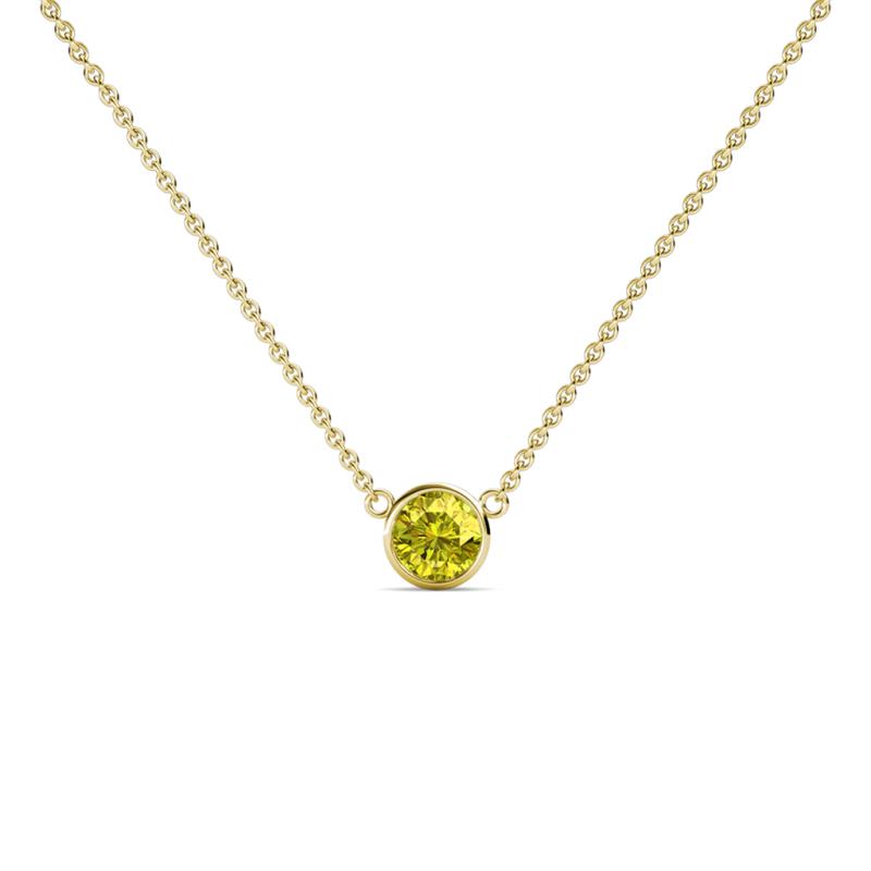 Merilyn 4.40 mm Round Yellow Diamond Bezel Set Solitaire Pendant 