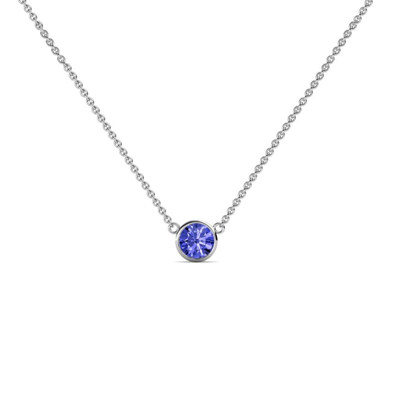 Merilyn 3.00 mm Round Tanzanite Bezel Set Solitaire Pendant 