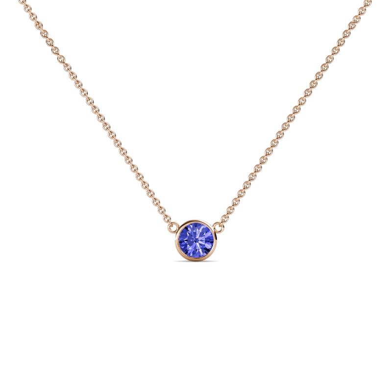 Merilyn 3.00 mm Round Tanzanite Bezel Set Solitaire Pendant 