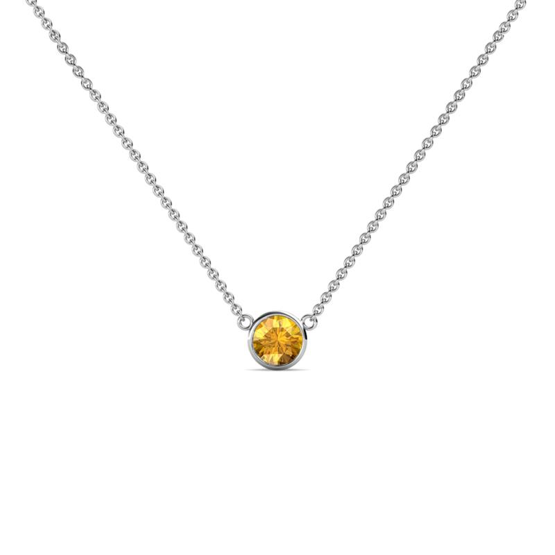 Merilyn 3.00 mm Round Citrine Bezel Set Solitaire Pendant 