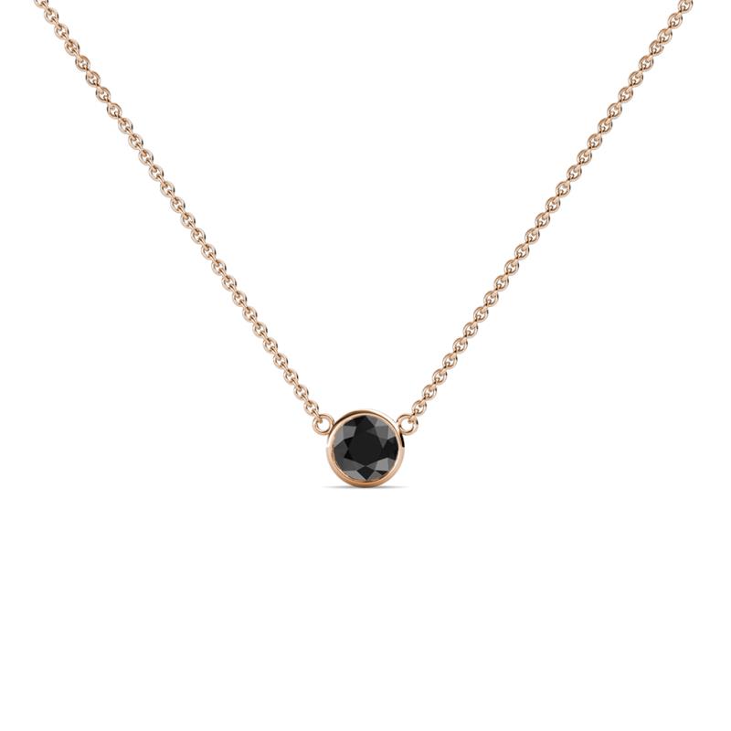 Merilyn 3.00 mm Round Black Diamond Bezel Set Solitaire Pendant 