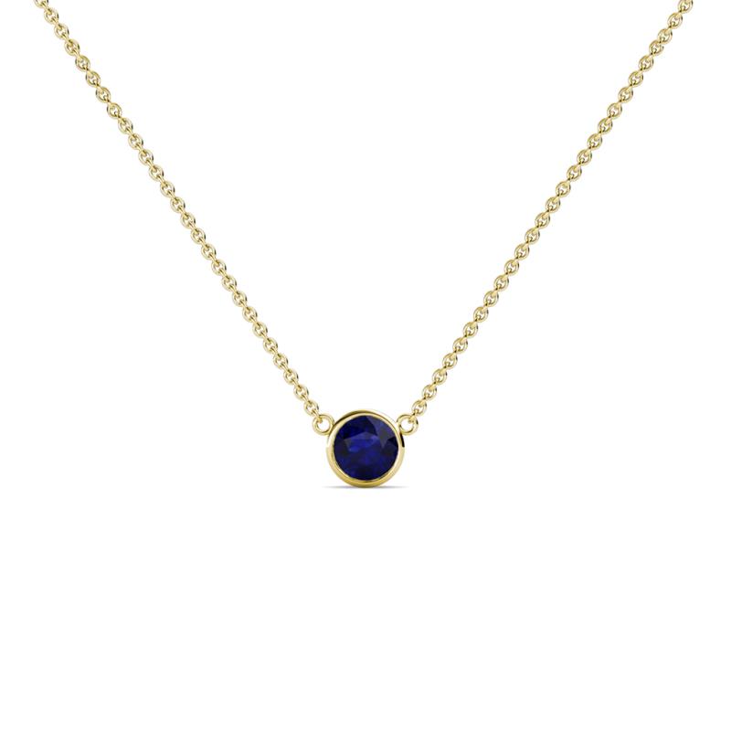 Merilyn 3.40 mm Round Blue Sapphire Bezel Set Solitaire Pendant 