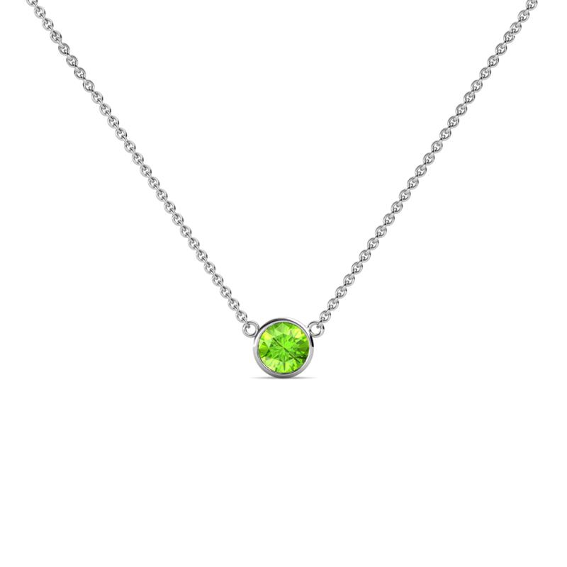 Merilyn 3.40 mm Round Peridot Bezel Set Solitaire Pendant 