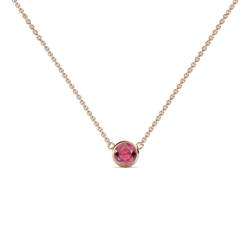 Merilyn 3.40 mm Round Rhodolite Garnet Bezel Set Solitaire Pendant 