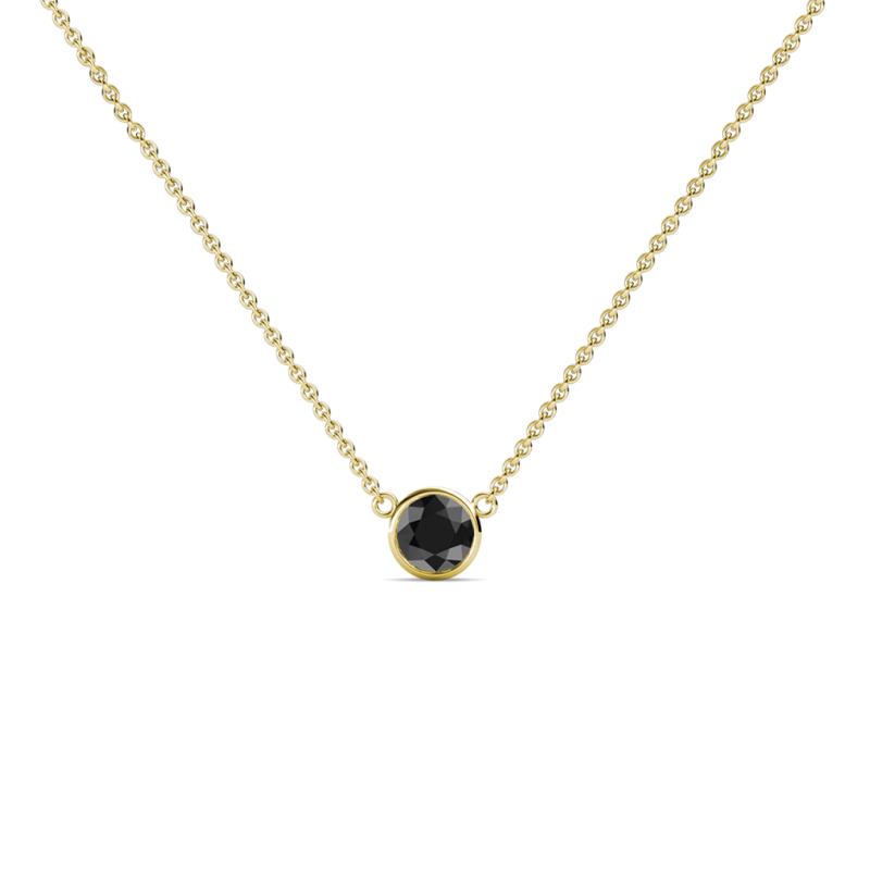 Merilyn 3.40 mm Round Black Diamond Bezel Set Solitaire Pendant 