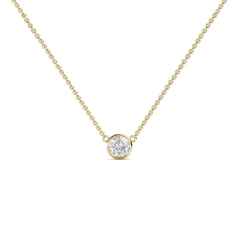 Merilyn 3.40 mm Round White Sapphire Bezel Set Solitaire Pendant 