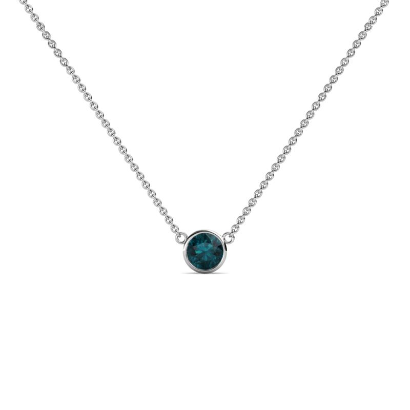 Merilyn 3.40 mm Round London Blue Topaz Bezel Set Solitaire Pendant 