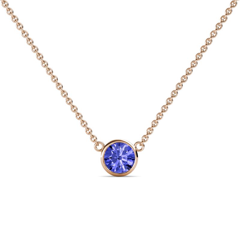 Merilyn 4.80 mm Round Tanzanite Bezel Set Solitaire Pendant 