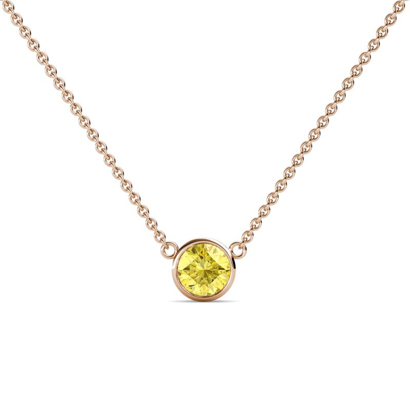 Merilyn 4.80 mm Round Yellow Sapphire Bezel Set Solitaire Pendant 