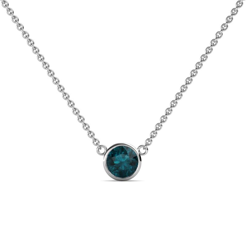 Merilyn 4.80 mm Round London Blue Topaz Bezel Set Solitaire Pendant 