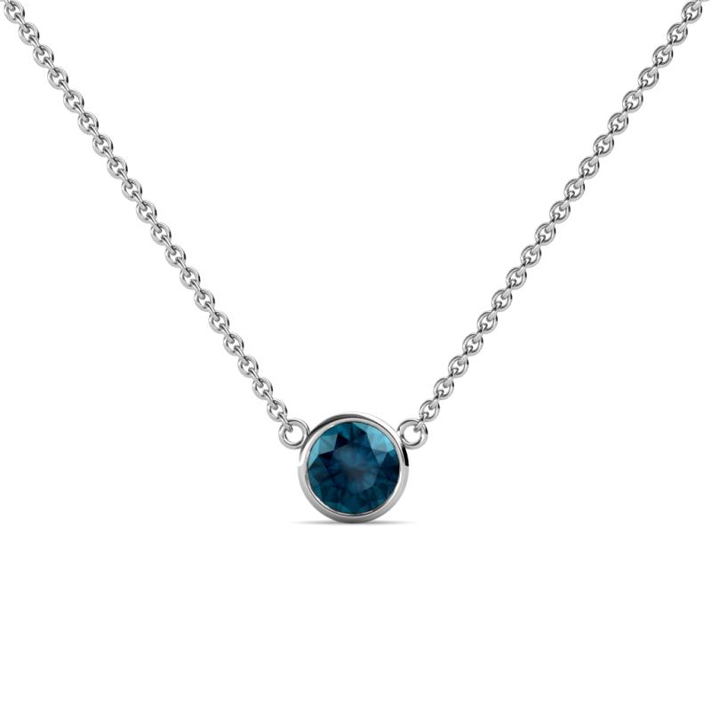 Merilyn 4.80 mm Round Blue Diamond Bezel Set Solitaire Pendant 