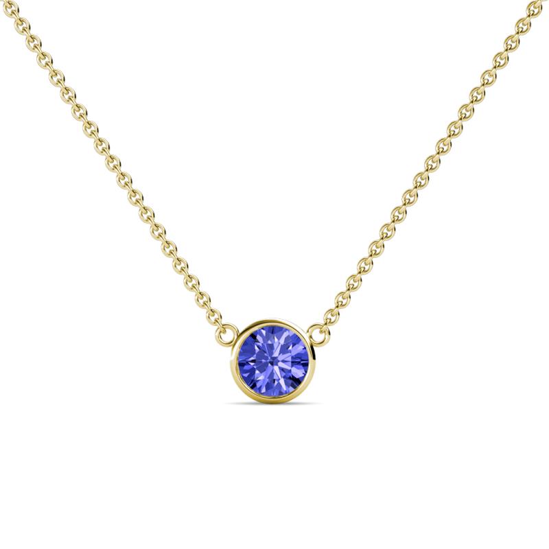 Merilyn 5.40 mm Round Tanzanite Bezel Set Solitaire Pendant 