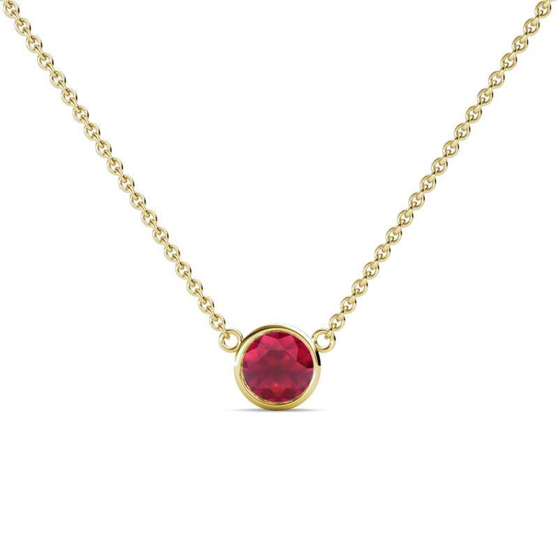 Merilyn 5.40 mm Round Ruby Bezel Set Solitaire Pendant 