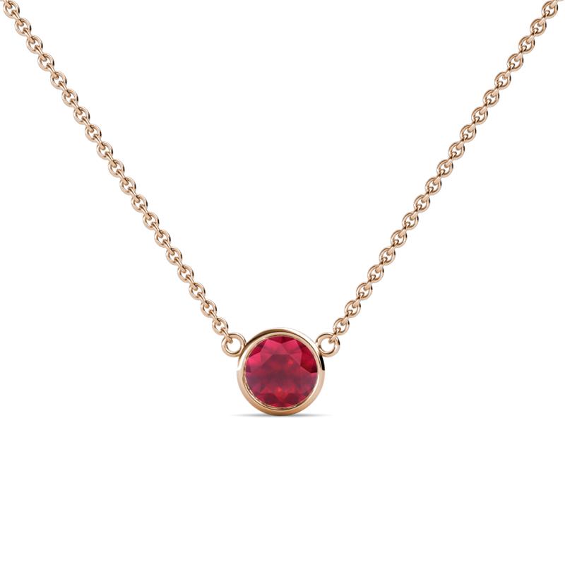 Merilyn 5.40 mm Round Ruby Bezel Set Solitaire Pendant 