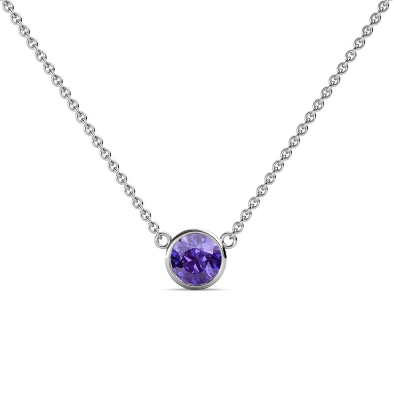 Merilyn 5.40 mm Round Iolite Bezel Set Solitaire Pendant 