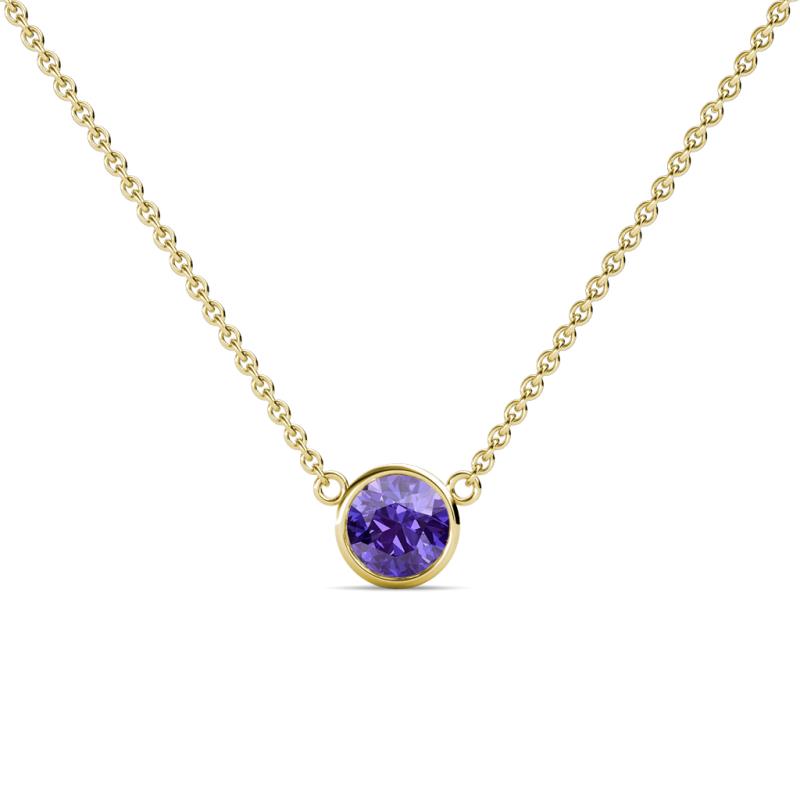 Merilyn 5.40 mm Round Iolite Bezel Set Solitaire Pendant 