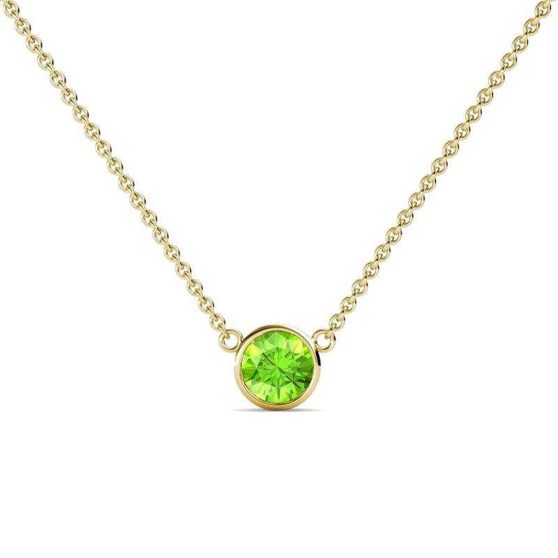 Merilyn 5.40 mm Round Peridot Bezel Set Solitaire Pendant 