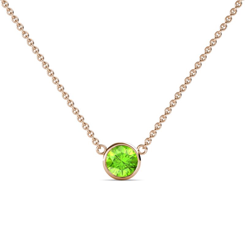 Merilyn 5.40 mm Round Peridot Bezel Set Solitaire Pendant 