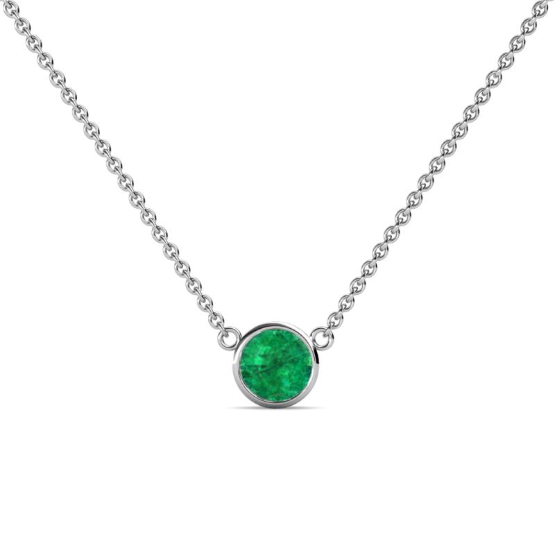 Merilyn 5.40 mm Round Emerald Bezel Set Solitaire Pendant 