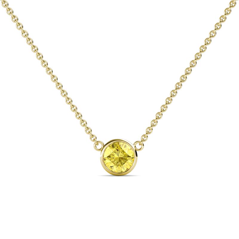 Merilyn 5.40 mm Round Yellow Sapphire Bezel Set Solitaire Pendant 