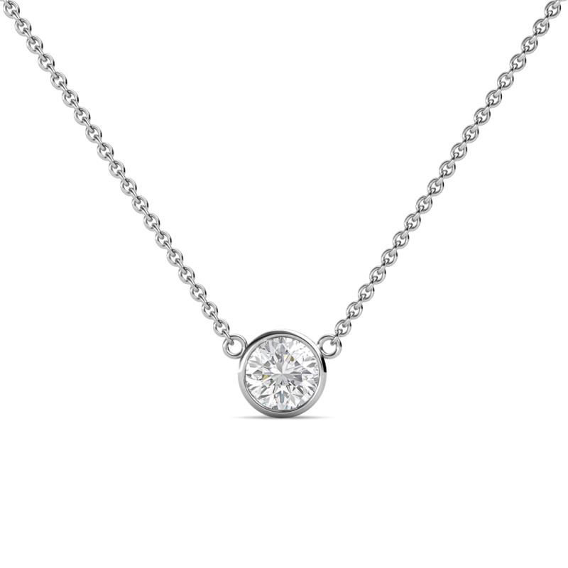 Merilyn 5.40 mm Round White Sapphire Bezel Set Solitaire Pendant 