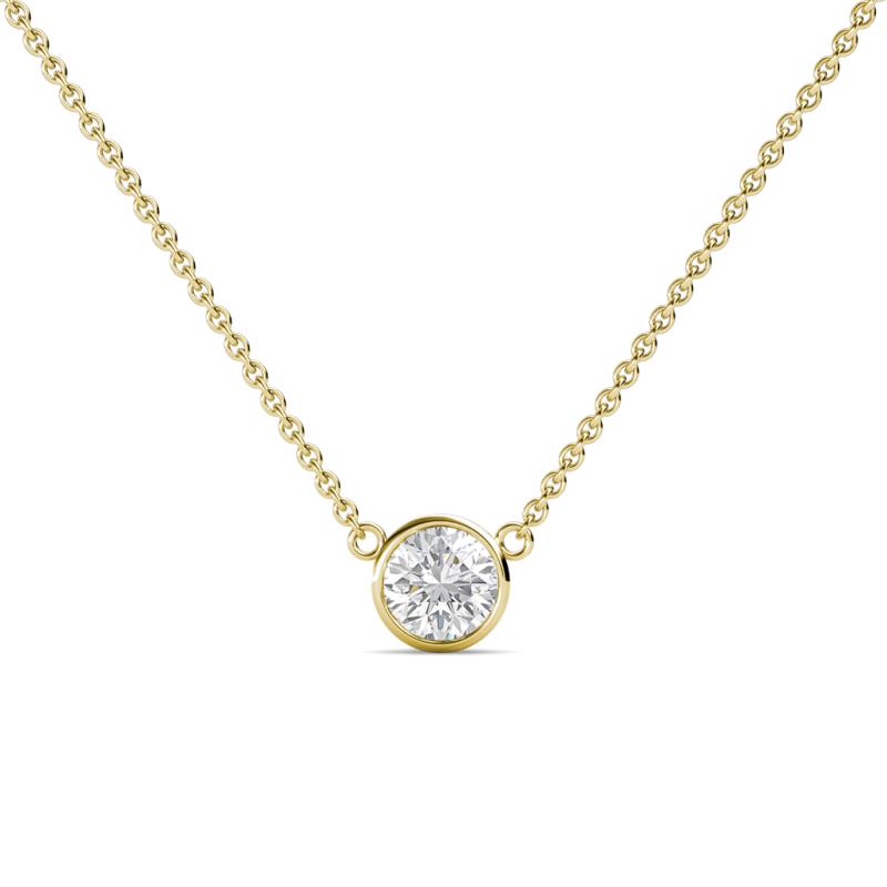 Merilyn 5.40 mm Round White Sapphire Bezel Set Solitaire Pendant 