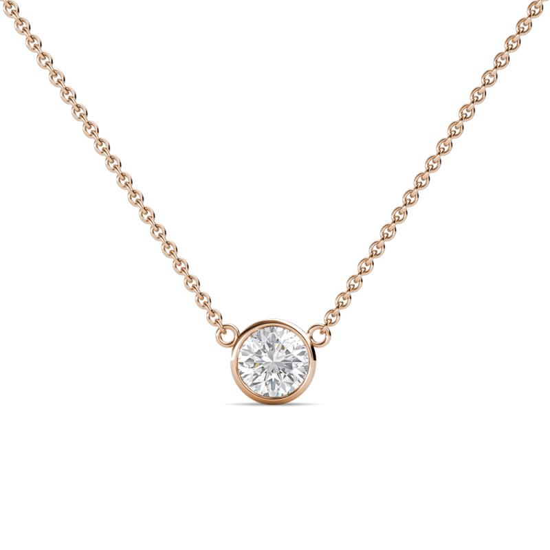 Merilyn 5.40 mm Round White Sapphire Bezel Set Solitaire Pendant 