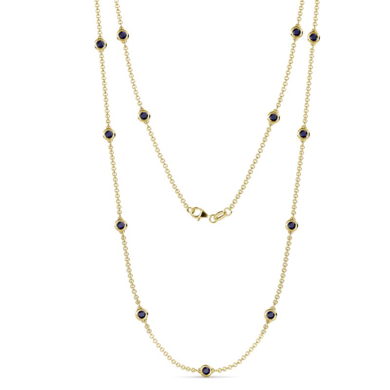 Lien (13 Stn/3.4mm) Blue Sapphire on Cable Necklace 