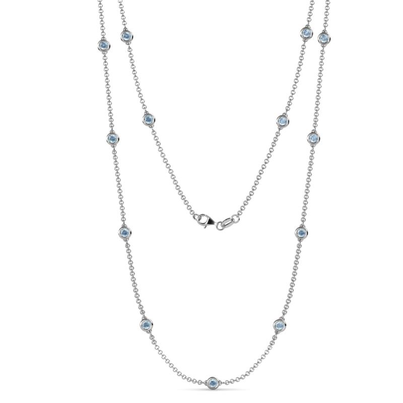 Lien (13 Stn/3.4mm) Aquamarine on Cable Necklace 