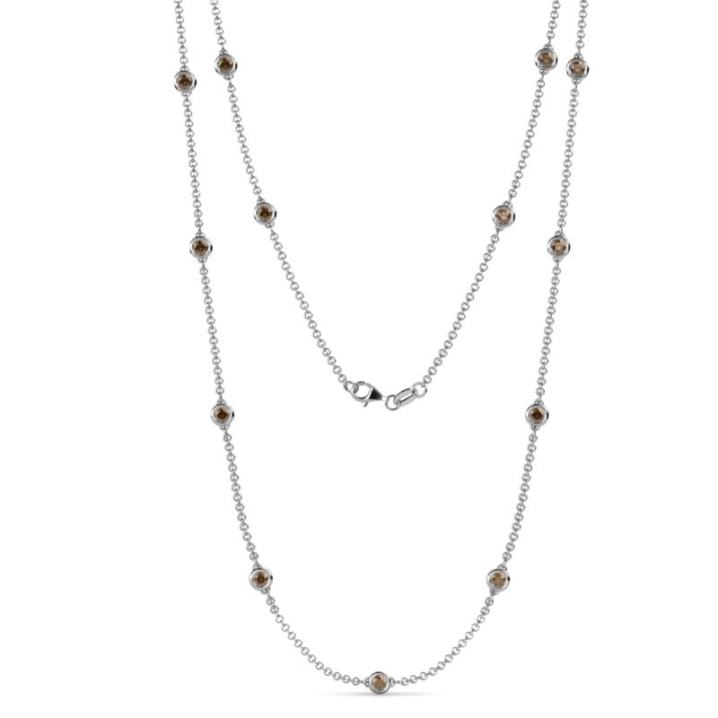 Lien (13 Stn/3.4mm) Smoky Quartz on Cable Necklace 