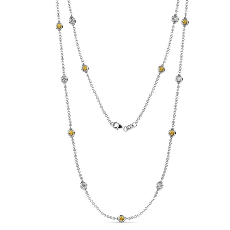 Lien (13 Stn/3.4mm) Citrine and Diamond on Cable Necklace 