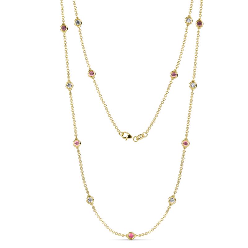 Lien (13 Stn/3.4mm) Rhodolite Garnet and Diamond on Cable Necklace 
