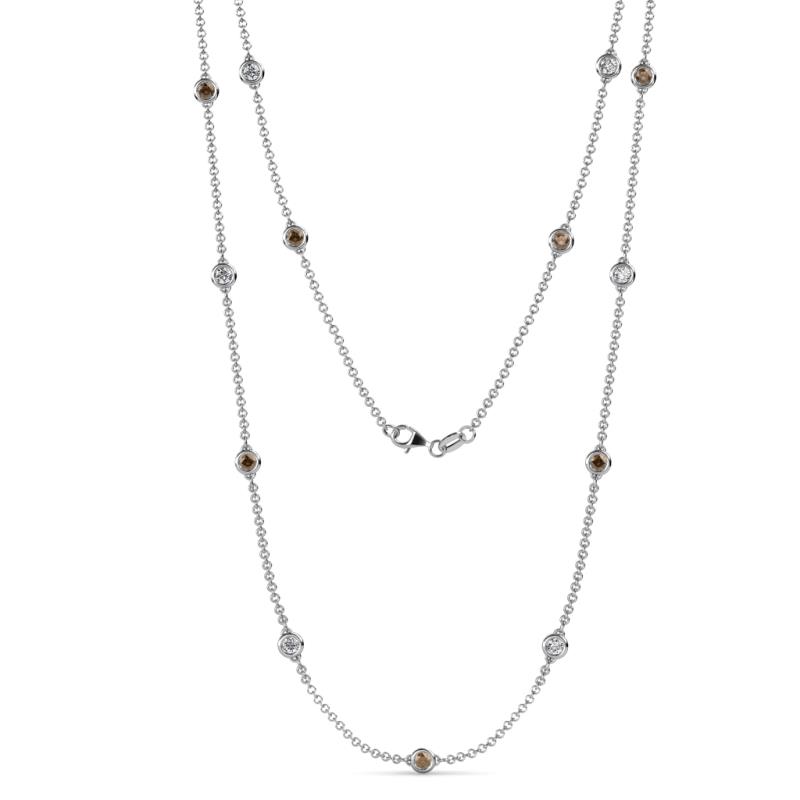 Lien (13 Stn/3.4mm) Smoky Quartz and Diamond on Cable Necklace 