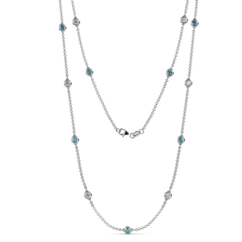 Lien (13 Stn/3.4mm) London Blue Topaz and Diamond on Cable Necklace 