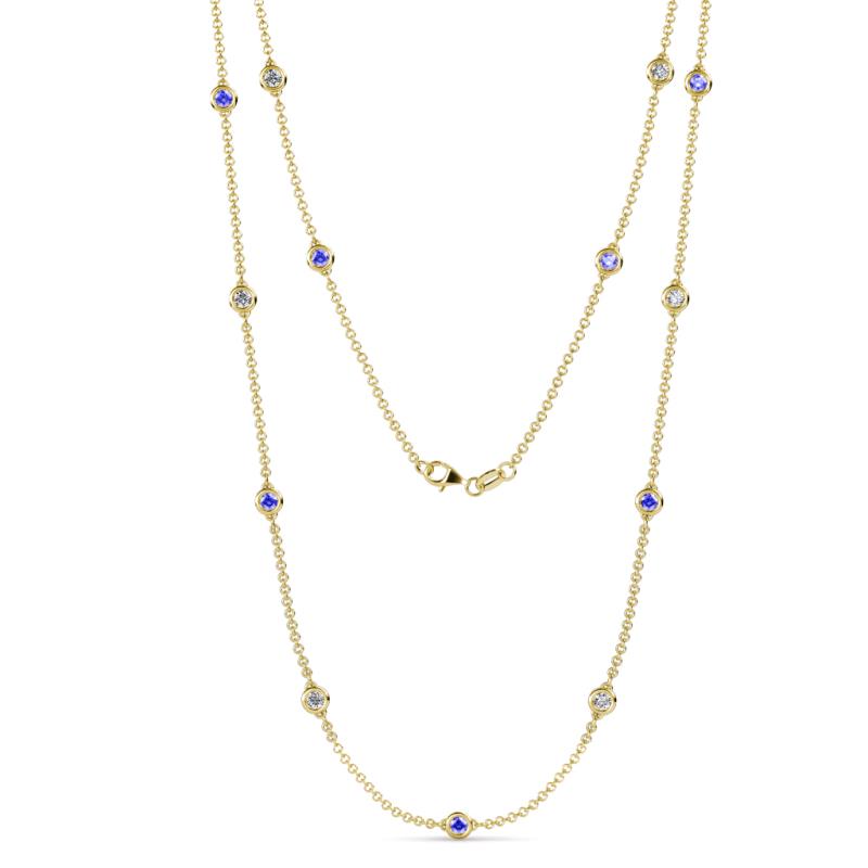 Lien (13 Stn/3.4mm) Tanzanite and Diamond on Cable Necklace 