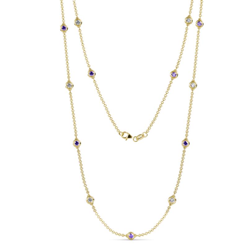 Lien (13 Stn/3.4mm) Iolite and Diamond on Cable Necklace 