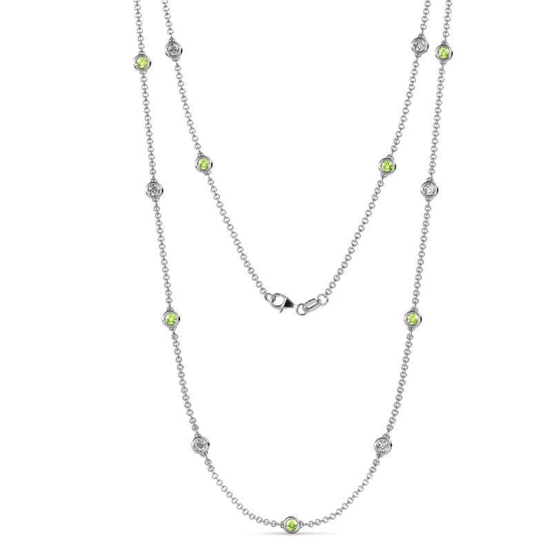 Lien (13 Stn/3.4mm) Peridot and Diamond on Cable Necklace 