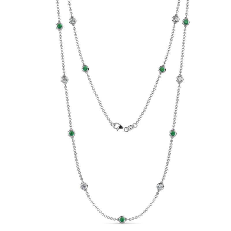 Lien (13 Stn/3.4mm) Emerald and Diamond on Cable Necklace 