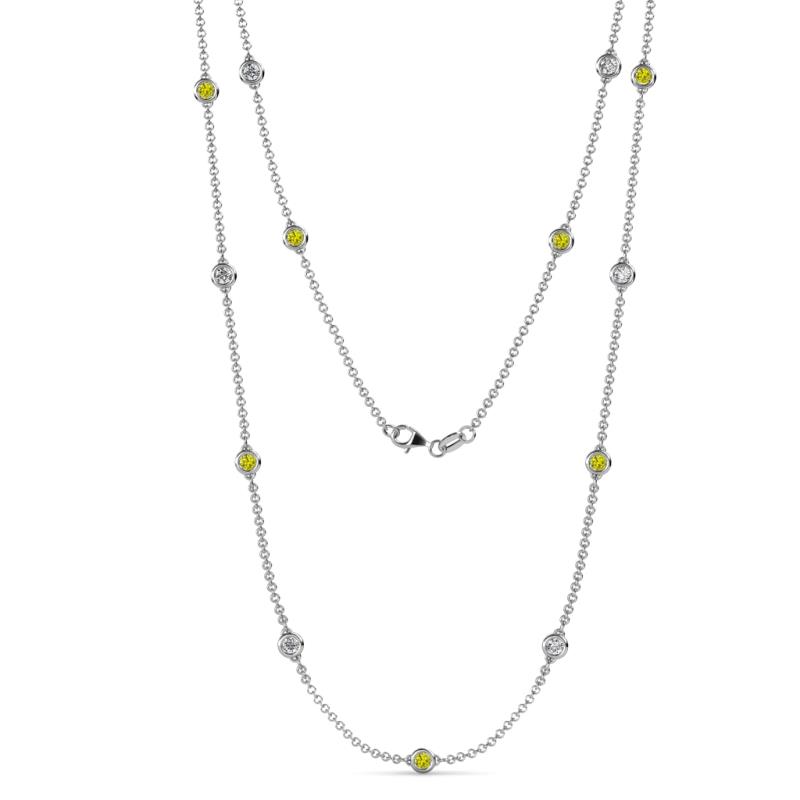 Lien (13 Stn/3.4mm) Yellow and White Diamond on Cable Necklace 