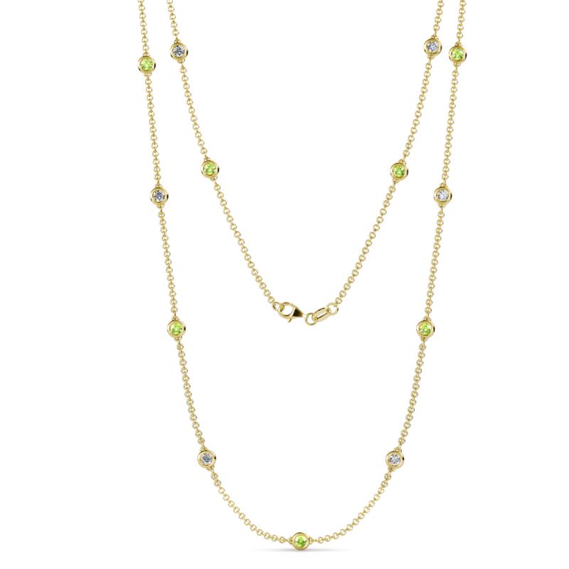 Lien (13 Stn/3.4mm) Peridot and Lab Grown Diamond on Cable Necklace 