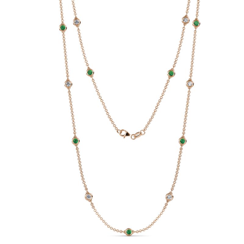 Lien (13 Stn/3.4mm) Emerald and Lab Grown Diamond on Cable Necklace 