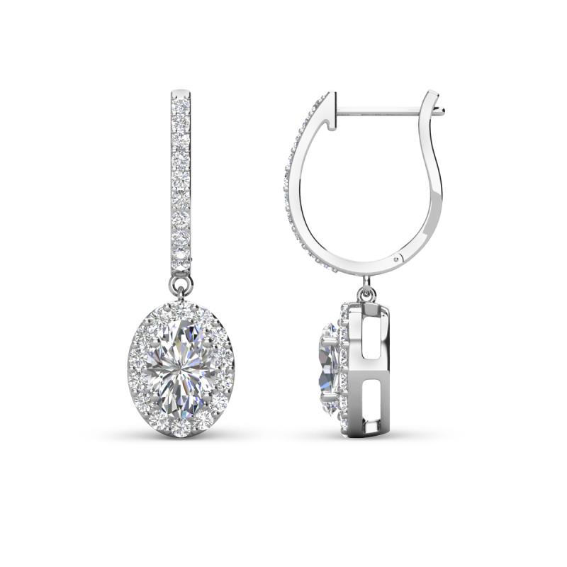 Ilona Oval Cut Diamond Halo Dangling Earrings 