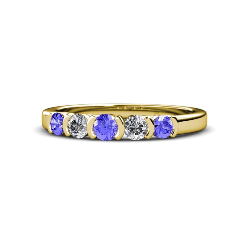 Roena 3.40 mm Tanzanite and Diamond 5 Stone Wedding Band 