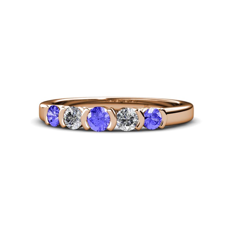 Roena 3.40 mm Tanzanite and Diamond 5 Stone Wedding Band 