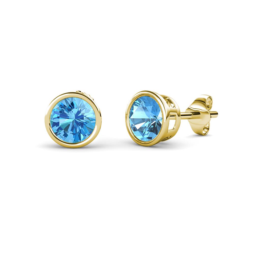 Carys Blue Topaz (3.6mm) Solitaire Stud Earrings 